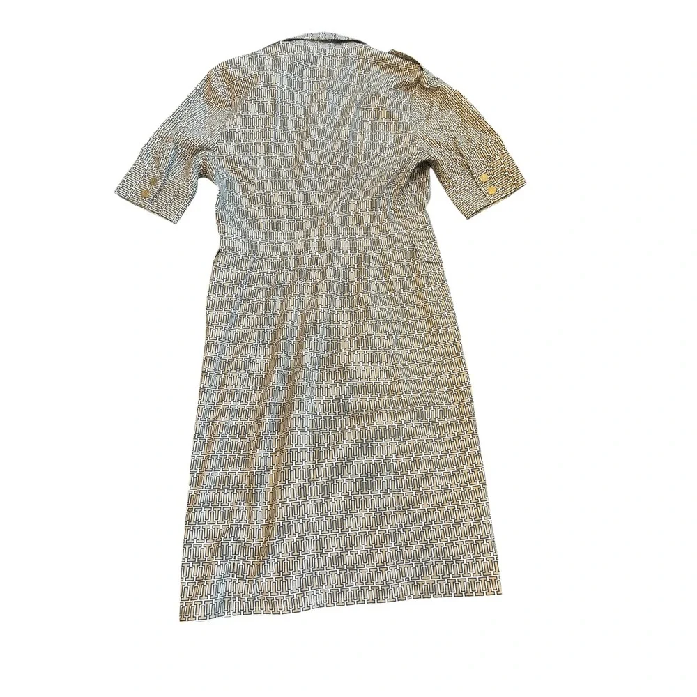 Tory Burch Tan Geometric Bold Print Ryder Button Down Shirt Dress Women Size 4